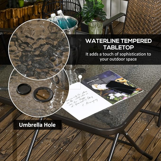 Outsunny 5 Pieces Wicker Patio Dining Set, Foldable Outdoor Table and Chairs - Image 5