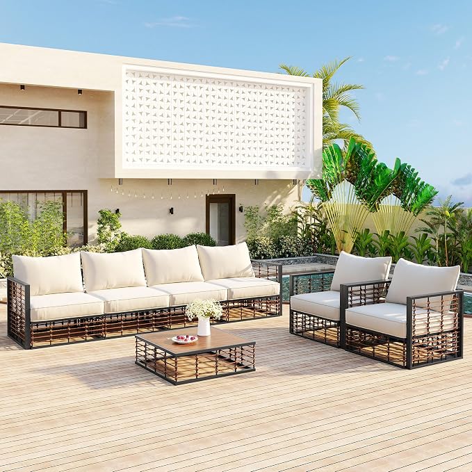 7-Piece Metal Patio Sectional Sofa Set, Free Combination Sofa Set - Image 2