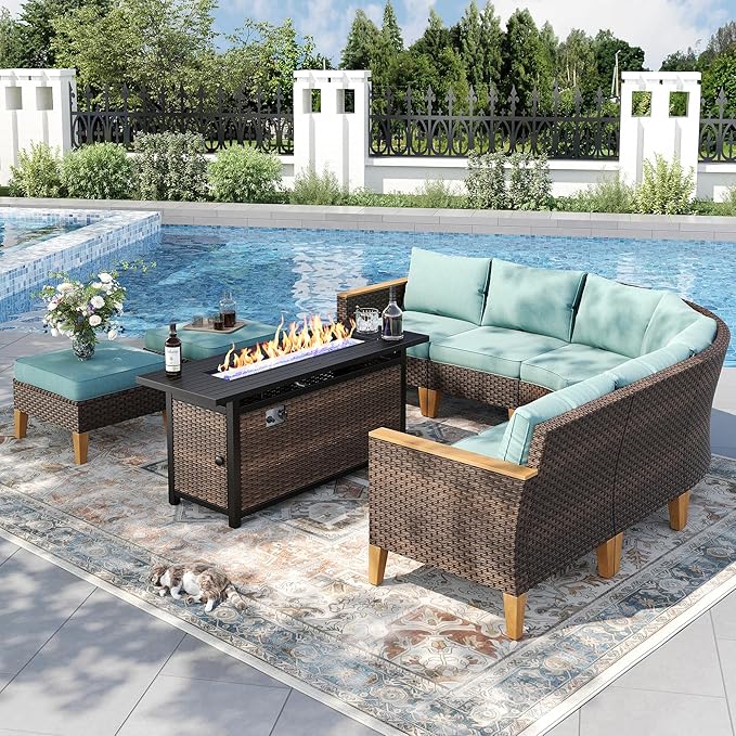 PHI VILLA 8-Piece Curved Patio Furniture Set by PHIVILLAThepioneerofcomfortablehouseholdsupplies
