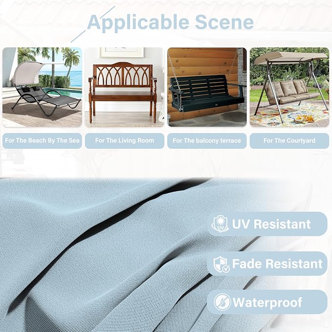 Porch Swing Cushion with Backrest, Waterproof Bench Cushion - Image 5