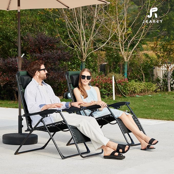 JEAREY Oversized Padded Zero Gravity Chairs, Folding Lounge Chair Outdoor Patio - Image 8