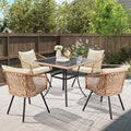 ECOTOUGE 5-Piece Outdoor Dining Table Chair Set, All-Weather Wicker Dining Set by ECOTOUGE