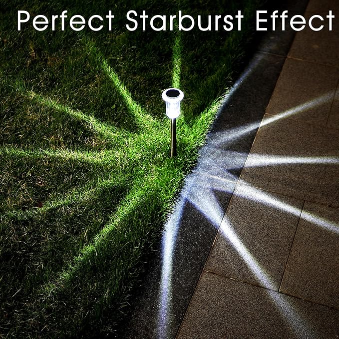 Solar Lights Outdoor, 15 Pack Waterproof Stainless Steel Solar Stake Lights - Image 2