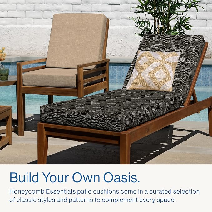 Honeycomb Outdoor Essentials Chaise Lounge, 21 x 70, Zaire Black Chair Cushion - Image 3