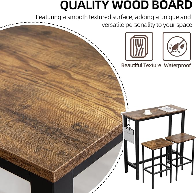 Finnhomy Bar Table Set, 39.3" Pub Table High Top Table, Rectangular Bar Height - Image 7