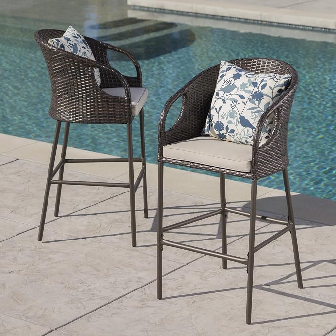 Christopher Knight Home Dominica Outdoor Wicker Barstools - Image 2