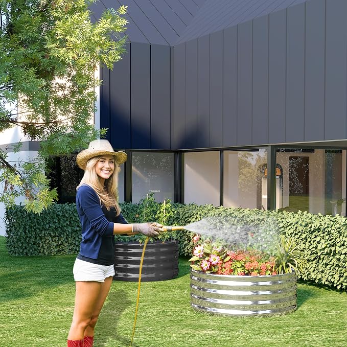 3PCS 3x3x1FT Galvanized Raised Garden Bed Kit, Vegetable Boxes-Round Metal - Image 7