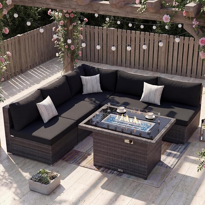 NICESOUL 6 Piece Modern L-Shaped Outdoor Sectional - Image 2