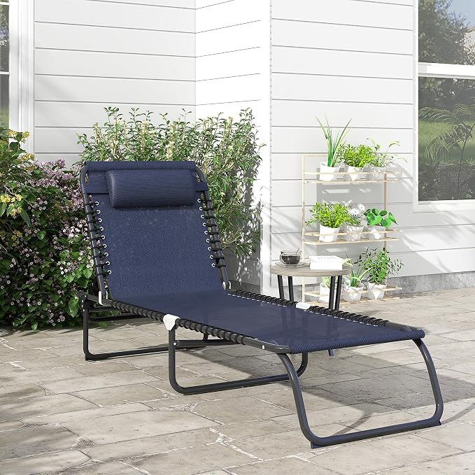 Outsunny Folding Chaise Lounge Chair, Patio Sun Tanning Chair, Outdoor Chaise - Image 2