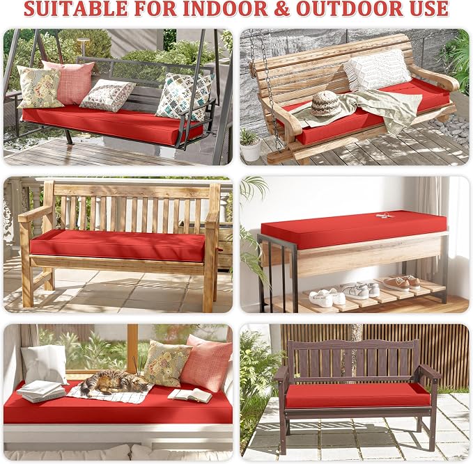 Premium Outdoor Bench Cushions for Patio Furniture 3.5inches Memory Foam Bench - Image 6