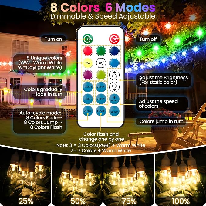100FT RGB Solar Outdoor String Lights - Image 3