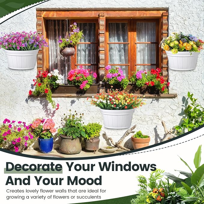 Layhit 6 Pcs Wall Hanging Planters Outdoor Pot Planter Wine Barrel Planter - Image 3
