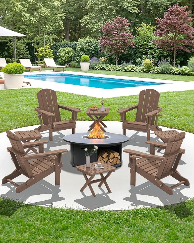 SERWALL Folding Outdoor Side Table, HDPE Adirondack End Table, No Assembly - Image 12