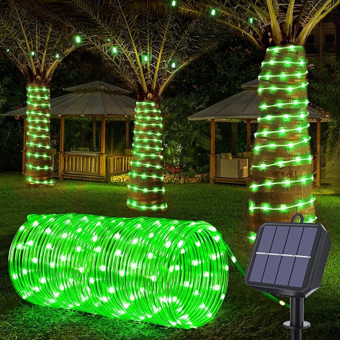 Solar Rope Lights, 66ft 200LED Solar String Lights, 8 Modes Waterproof Solar by Jnaurb