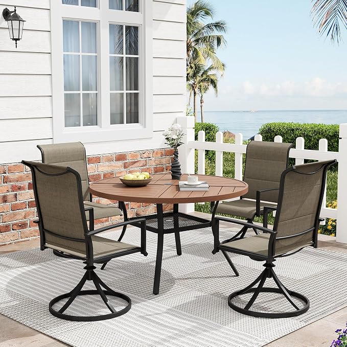 Patio Dining Table for 4, Round Metal Outdoor Table - Image 2