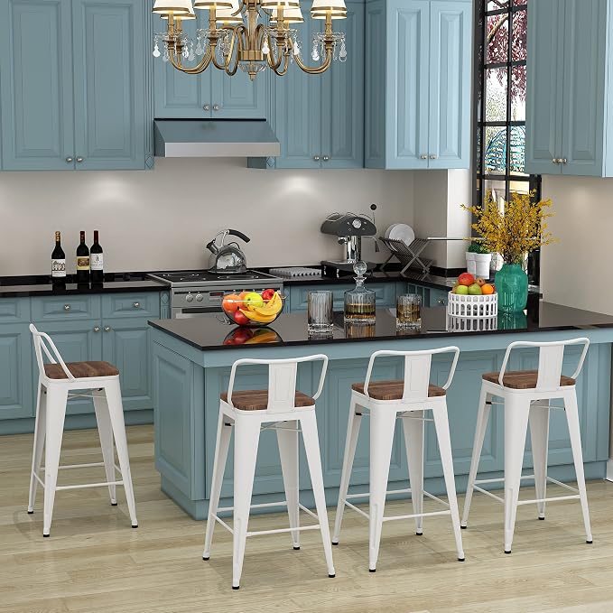 Changjie Furniture 26 Inch Bar Stools Set of 4 Industrial Metal Barstools - Image 6