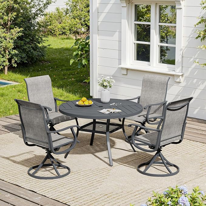 VICLLAX 40.6" Round Outdoor Table, Patio Dining Table - Image 4