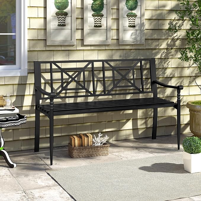 Giantex Metal Outdoor Bench - Image 2