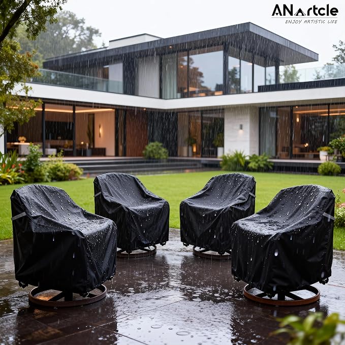 Swivel Patio Chair Cover 4 Pack, 600D Waterproof Heavy Duty Outdoor Chair Cover - Image 6