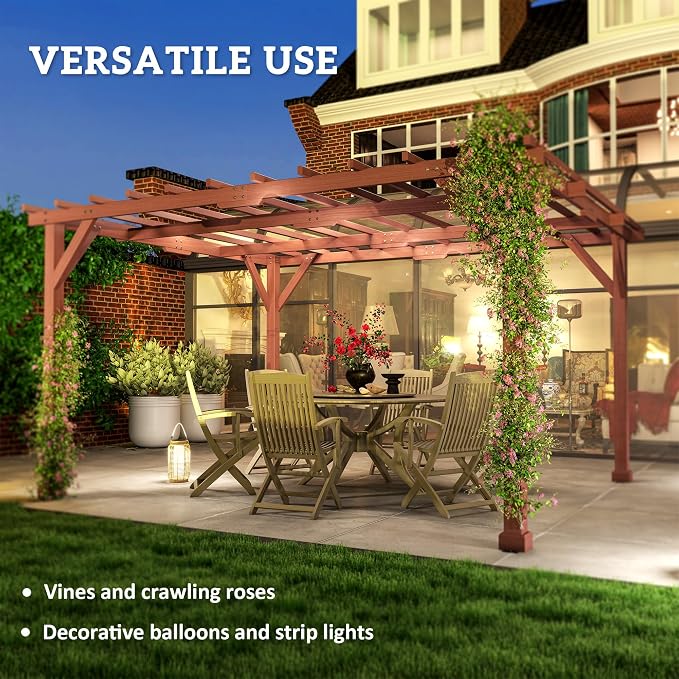 Outsunny 11' x 12.5' Outdoor Wood Pergola - Image 5