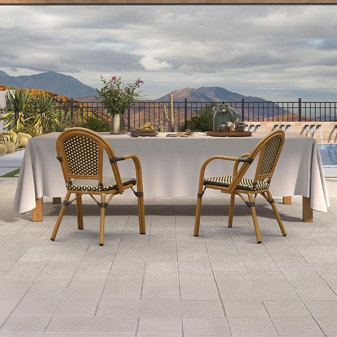 PURPLE LEAF French Bistro Armchairs Set of 4 Patio Dining Chairs Aluminum - Image 3