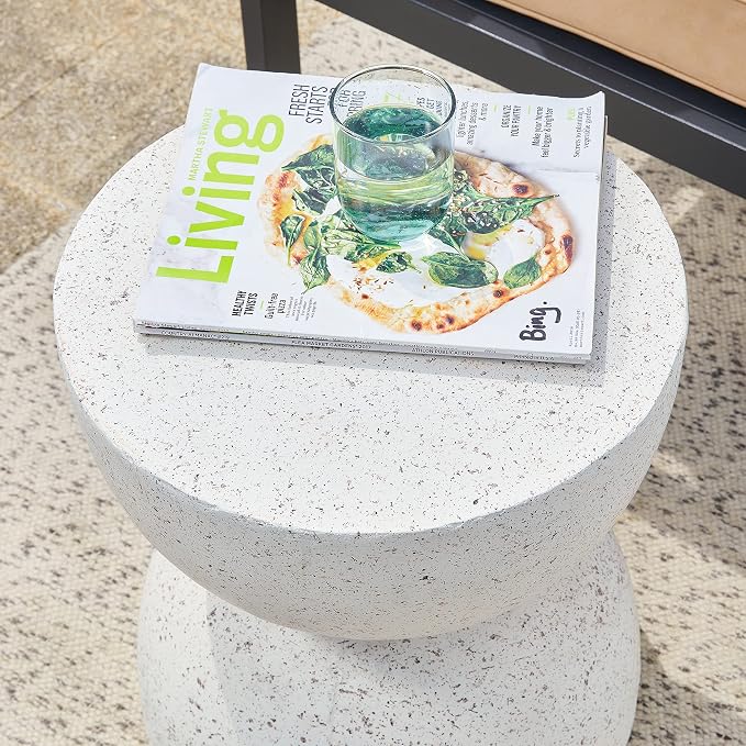 Glitzhome Outdoor Side Table, Round Accent End Table, Lightweight Hourglass - Image 9