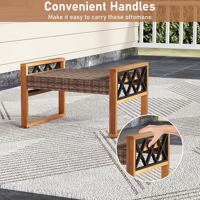 RELAX4LIFE Wicker Outdoor Ottomans - Image 8