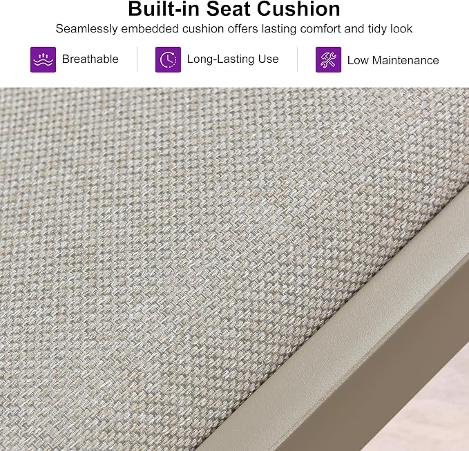 PURPLE LEAF Outdoor Bar Height Stool Set of 2 Modern Rattan Bar Chairs - Image 4