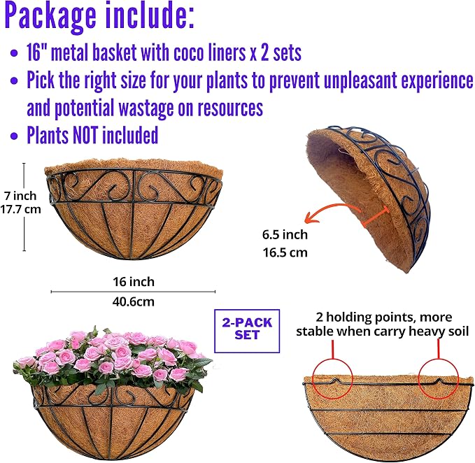 LaLaGreen 16 Inch Wall Hanging Planters - Image 2