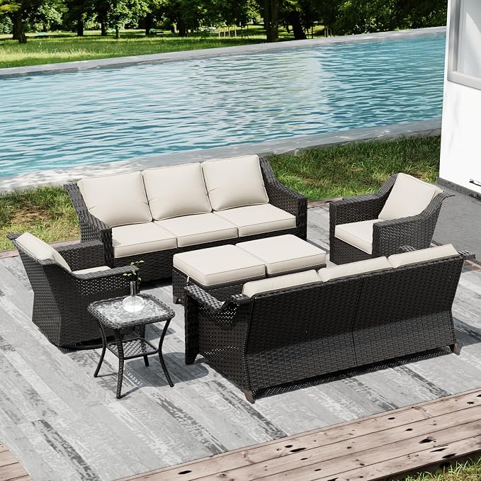 Joyside Wicker Patio Furniture Sets, 7 Pieces Upgraded Large Size Outdoor - Image 7