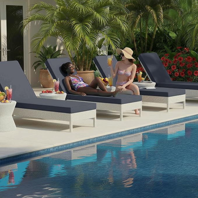 Chaise Lounge Cushions Outdoor Set of 4 - Image 2