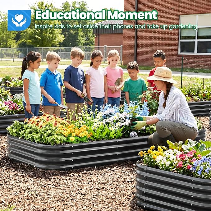Quictent Galvanized Raised Garden Bed Kit, Strengthened by Crossbar, Dark Gray - Image 3