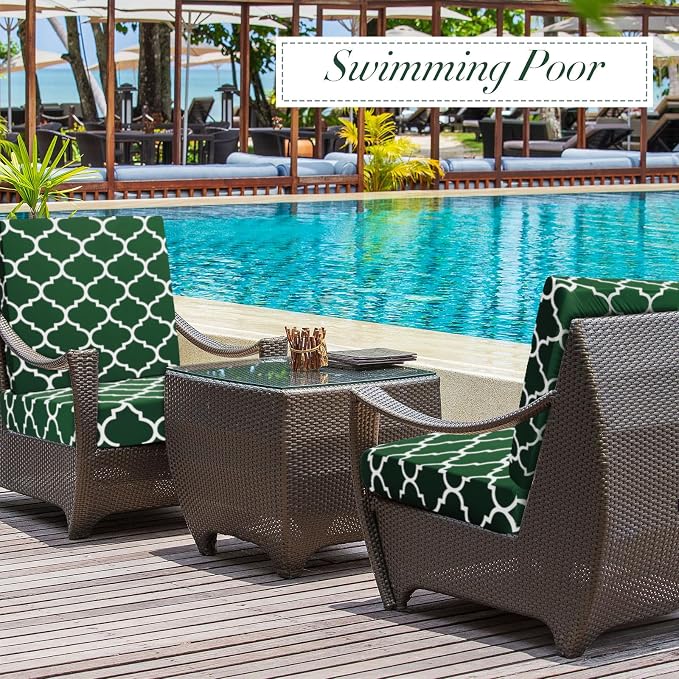 Newwiee 8 Pcs Stretch Patio Outdoor Cushion Covers Waterproof Replacement Sofa - Image 6