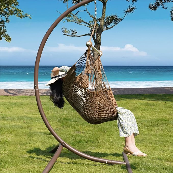 Lazy Daze Hammocks Chair Caribbean Hanging Rope Swing Chair, Soft-Spun Cotton - Image 2