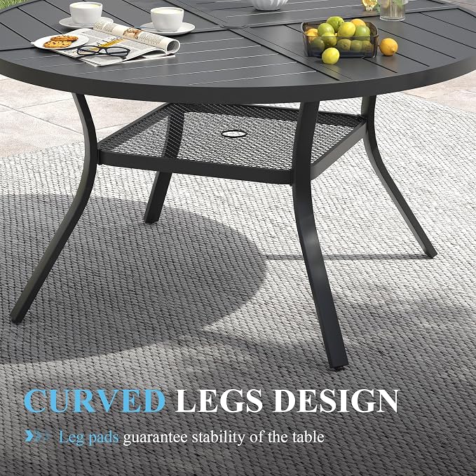 VICLLAX Patio Table and Chair Set of 6, All Weather Metal Round Outdoor Dining - Image 6