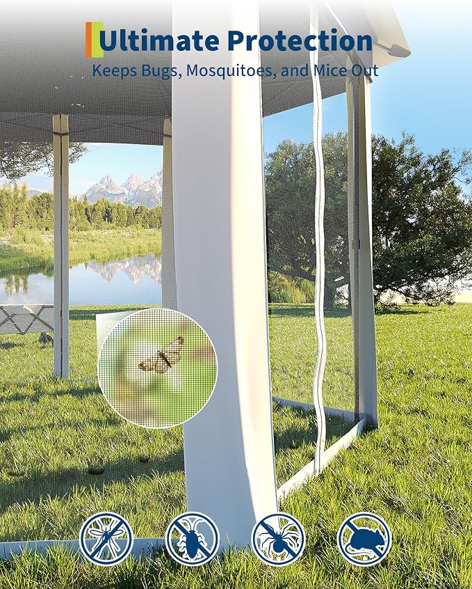 13'x13' Pop-Up Gazebo, Outdoor Hexagonal Patio Gazebo - Image 7