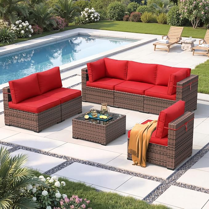 Amopatio Patio Furniture Set 7 Pieces Patio Conversation Set Outdoor Sectional - Image 8