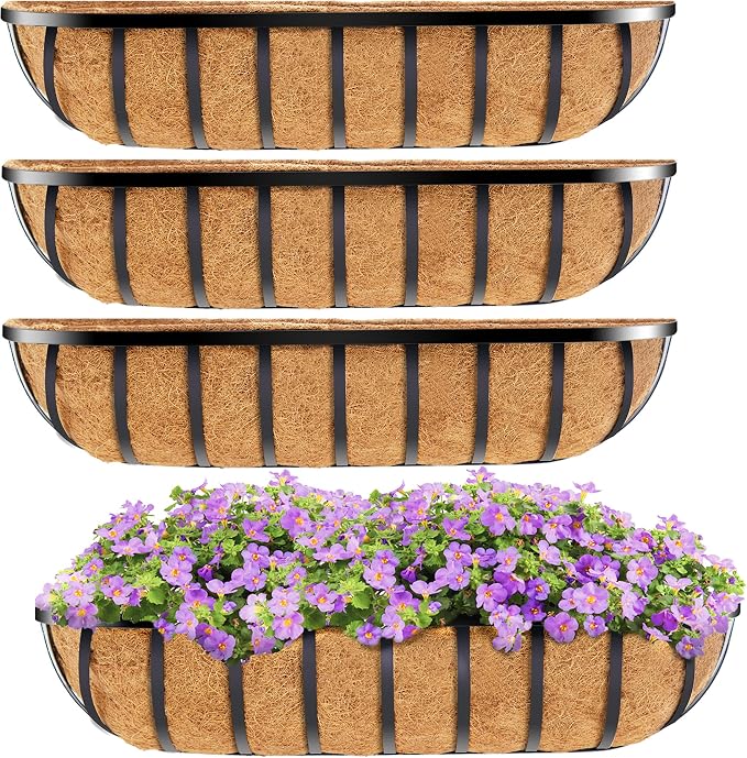 HFHOME 4 Pcs 24" Window Box Deck Railing Planter by HFHOME