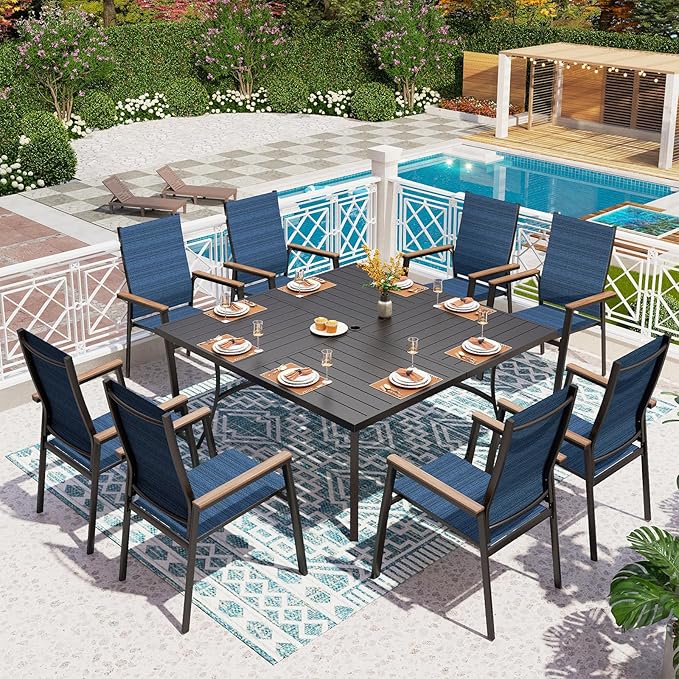 PHI VILLA 9 PCS Patio Dining Set, Aluminum Outdoor Furniture, Patio Table and by PHIVILLAThepioneerofcomfortablehouseholdsupplies