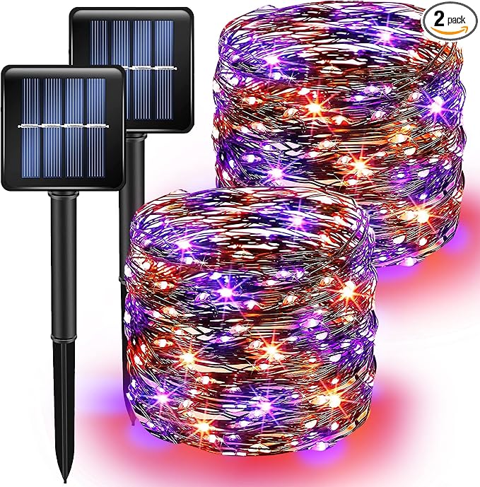 Purple and Orange Solar Halloween Lights Outdoor, Total 80 FT 240 LED Solar by TWSHINE