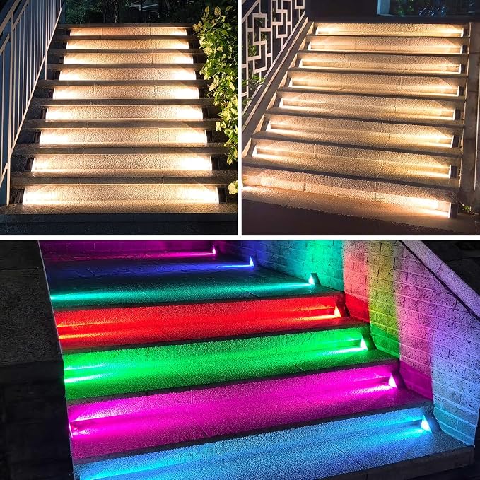 Ellasay Stair Lights Outdoor 16 Pack, 10 Color Modes Solar Step Lights - Image 6