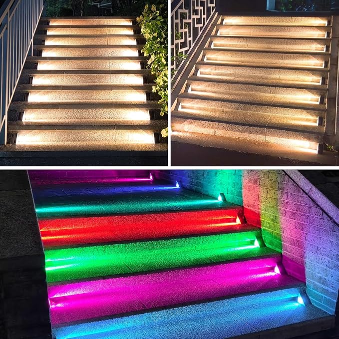 Ellasay Stair Lights Outdoor 12 Pack, 10 Color Modes Solar Step Lights - Image 6