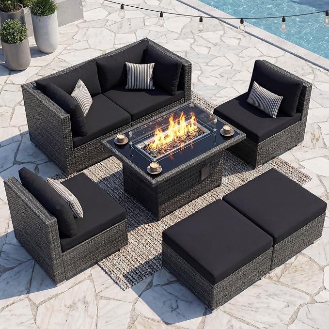 NICESOUL 7 Piece Outdoor Patio Sectional Furniture Set by NICESOUL