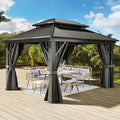 YITAHOME 12x14ft Hardtop Gazebo, Heavy Duty Double Roof Galvanized Steel Outdoor by YITAHOME