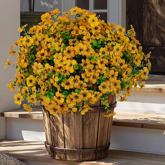 Artificial Fall Flowers for Outdoors Fake Mums by AXYLEX