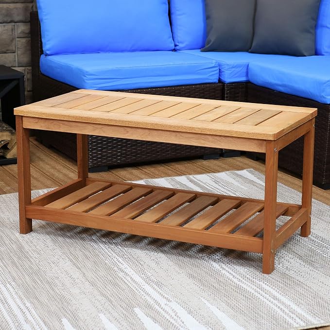 Sunnydaze Teak Outdoor Coffee Table - Image 2