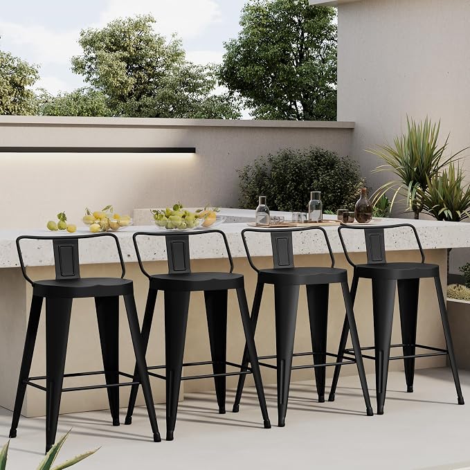 Aklaus Metal Bar Stools Set of 4 Counter Height Bar Stools - Image 6