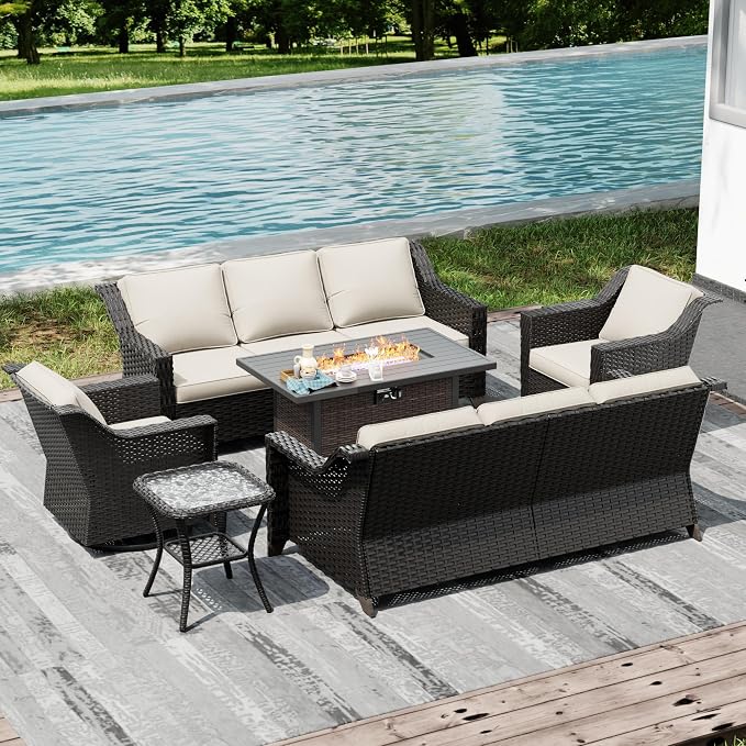Joyside Wicker Patio Furniture Sets, 6 Pieces Upgraded Large Size Outdoor - Image 7