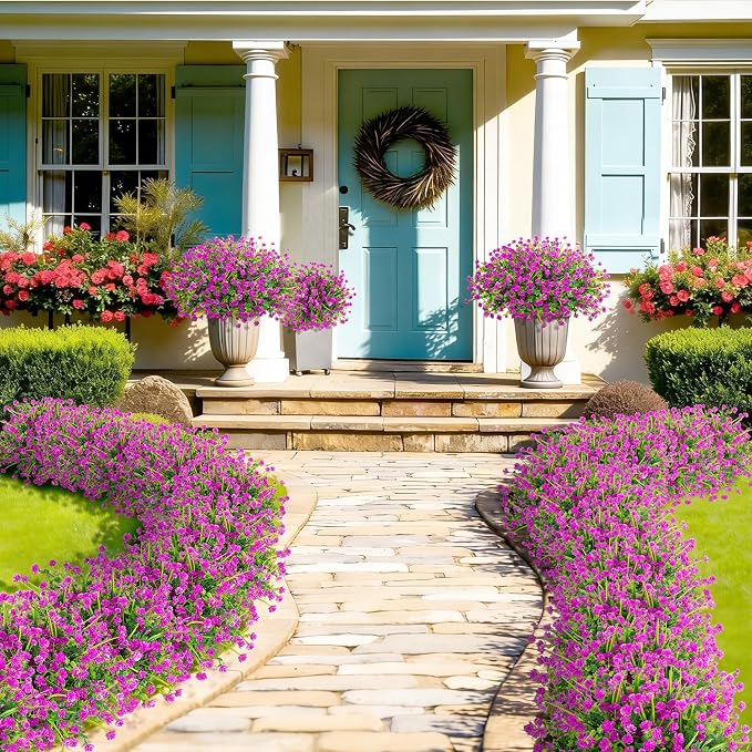 20 Bundles Artificial Flowers for Outdoors Fake Plastic Flowers UV Resistant - Image 7