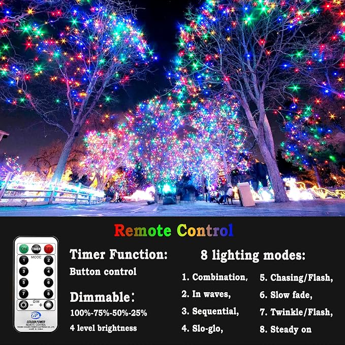 KNONEW 403FT 1000 LED Christmas Lights Outdoor String Lights 8 Modes & Timer - Image 3